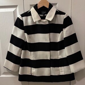 Luii  Women Black and White Striped Blazer with pockets. Size S.